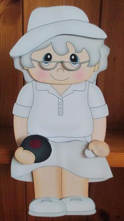 3D on the Shelf Card Kit - Lawn Bowls Old Woman Violet by Davina Rundle