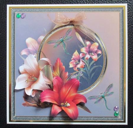 Fall Lilies 7x7 Card with Decoupage by Davina Rundle