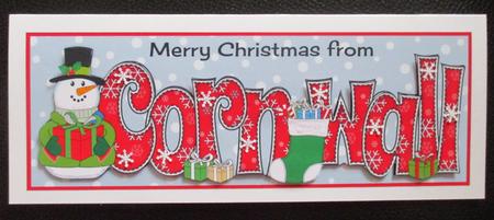 Merry Christmas from Cornwall Snowman Large Dl by Davina Rundle