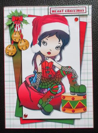 The Goth Girl Christmas Quick Card by Davina Rundle