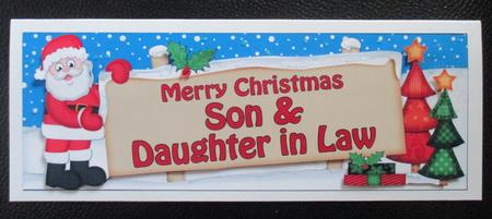 Xmas Son & Daughter in Law Santa Signpost Lge Dl Decoupage by Davina Rundle