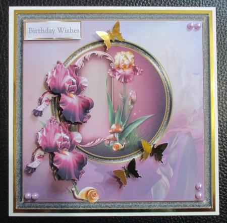 Iris Dreams 7x7 Card with Decoupage by Davina Rundle