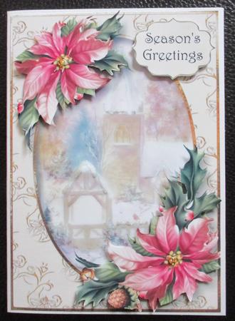 Beautiful Poinsettias & Snowy Church by Davina Rundle