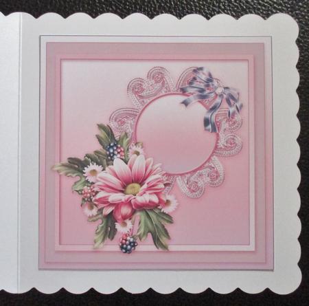 Pink Daisies on a Lace Doily Matching 8inx8in Insert Plate by Davina Rundle