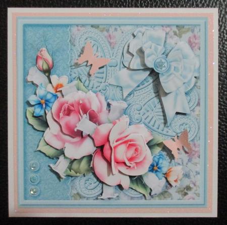Roses and Flowers on a Lace Doily 8 x 8 Decoupage Mini Kit by Davina Rundle