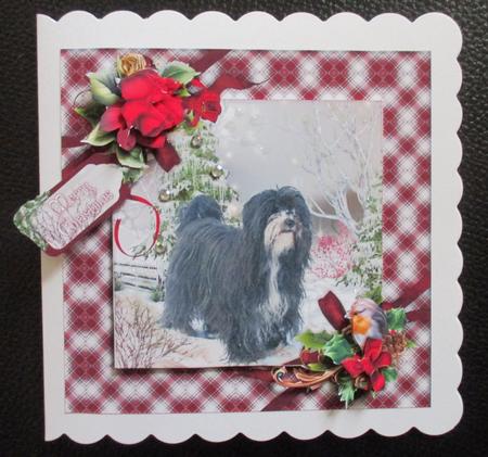 Christmas Tibetan Terrier Winter Scene by Davina Rundle