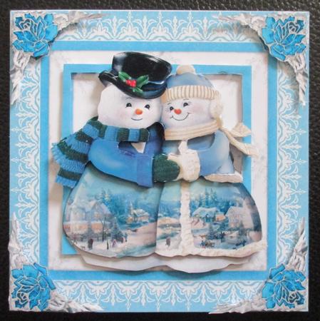 Mr & Mrs Snowman Decoupage Square Card Sheet by Davina Rundle
