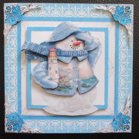 The Lighthouse Snowman Square Decoupage Card Sheet by Davina Rundle