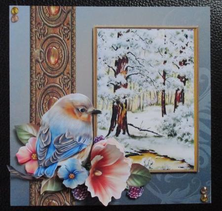Bird and Flowers Cardfront by Davina Rundle
