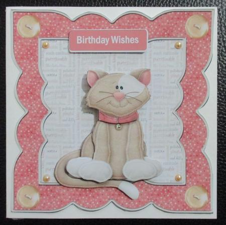 Daisy the Cat 6x6 Card with Decoupage by Davina Rundle