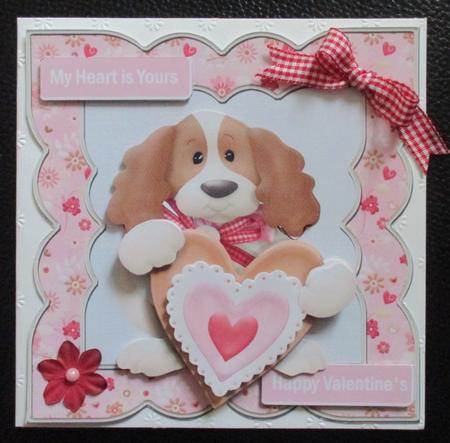 Puppy Love 6x6 Card with Decoupage by Davina Rundle