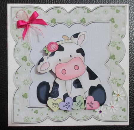 Cute Daisy Cow 6x6 Card with Decoupage by Davina Rundle