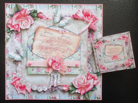 The Pink Rose Letter Card Front Kit by Davina Rundle