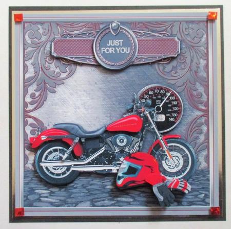 Motorbike on a Scroll Background 8inx 8in Decoupage Mini Kit by Davina Rundle