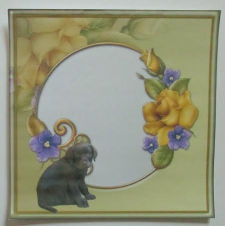 Chocolate Labrador & Yellow Roses Insert by Davina Rundle