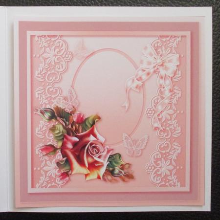 Autumn Roses with Lace and Butterflies Matching 8x8 Insert P by Davina Rundle