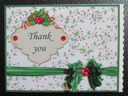 Christmas Thank You Card Topper with Insert and Decoupage by Davina Rundle