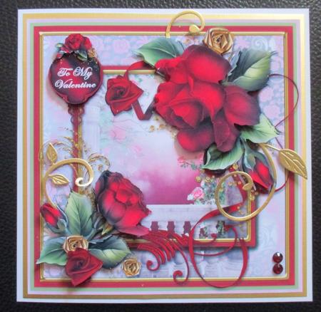 Red Roses Square Card Front by Davina Rundle