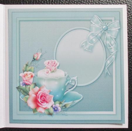 Cake in a Teacup with Roses Matching 8inx8in Insert Plate by Davina Rundle