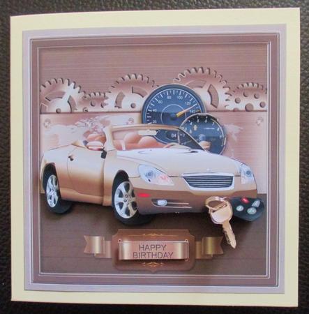 Gold Sports Car with Speedo 8in x 8in Decoupage Mini Kit by Davina Rundle