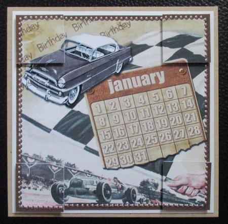 Vintage Car January Calendar 8inch Picture Sheet by Davina Rundle