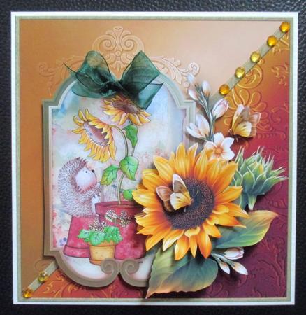 Hedghogs Sunflower Friend 8x8 Decoupage Mini Kit by Davina Rundle