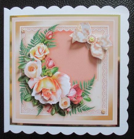Peach and Gold Roses 8in x 8in Decoupage Kit by Davina Rundle