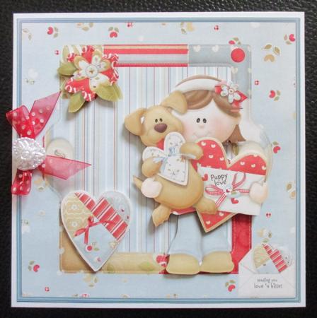 Puppy Love Card with Decoupage by Davina Rundle