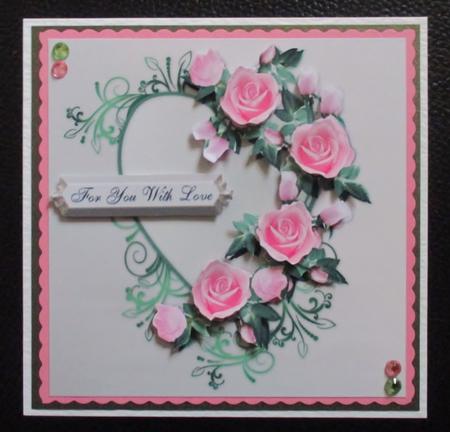 Pink Roses on Heart Birthday by Davina Rundle