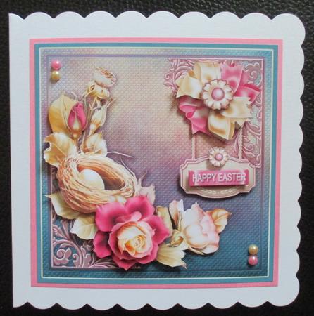 Easter Roses with Fancy Corners 8in x 8in Decoupage Mini Kit by Davina Rundle