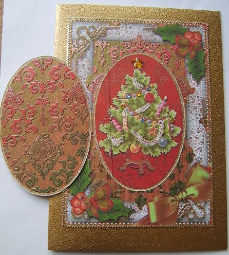 Elegant Christmas Tree Holly A5 Locket Card Front by Davina Rundle