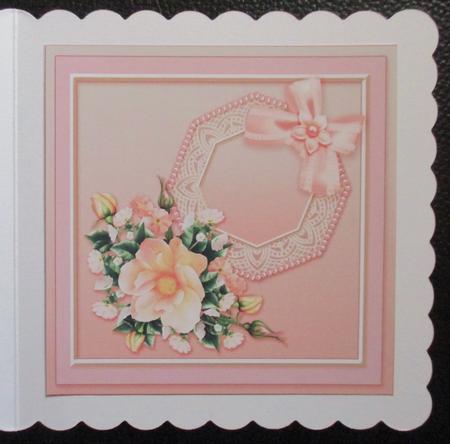 Vintage Peach Roses on a Lace Doily Matching 8inx8in Insert by Davina Rundle