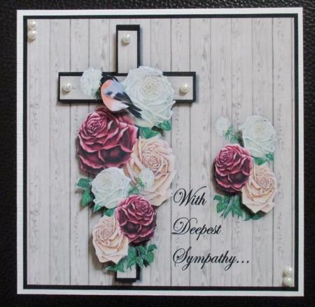 Sympathy Cross & Antique Roses by Davina Rundle
