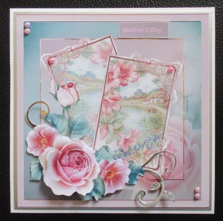 House on the River Bank 7x7 Card with Decoupage by Davina Rundle