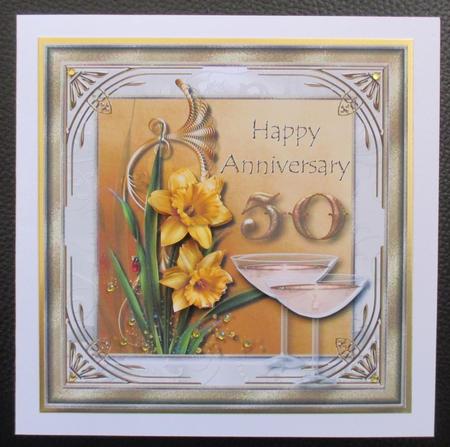 Golden 50th Wedding Anniversary Card Topper by Davina Rundle