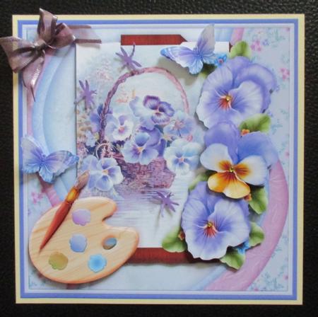 Artists Canvas Pansies 7.5 Decoupage Mini Kit by Davina Rundle