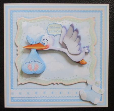 Baby Boy Special Delivery Stork 8x8 Decoupage Mini Kit by Davina Rundle