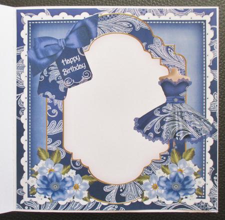 Blue Lace Dress Happy Birthday 8in Insert Panel by Davina Rundle