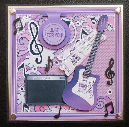 Purple Guitar and Amplifier 8in x 8in Decoupage Mini Kit by Davina Rundle