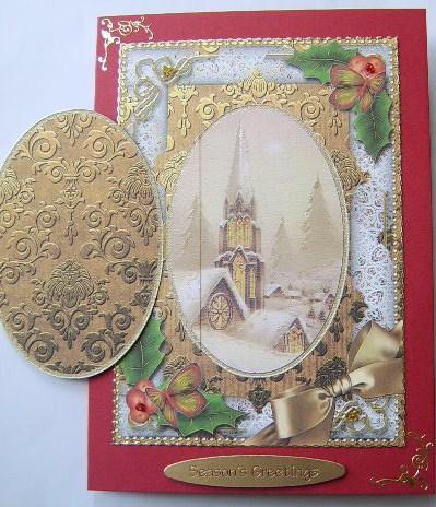 Gold Steeple Holly A5 Locket Card Front by Davina Rundle