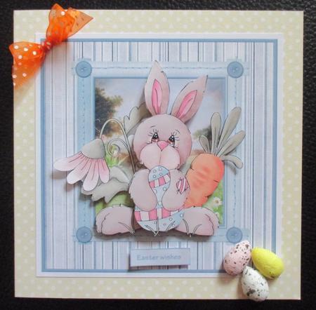 Bunny Belle 8x8 Card Kit with Decoupage by Davina Rundle