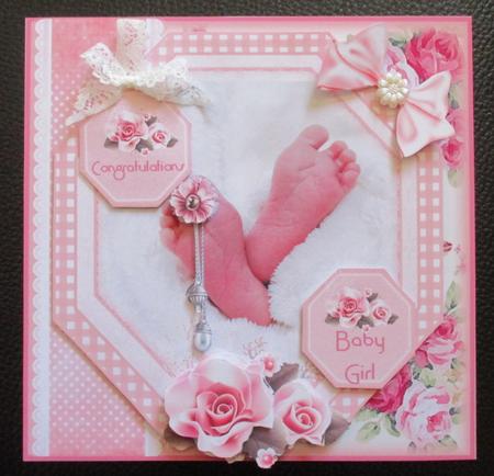 Those Tiny Feet Baby Girl Card Front Kit by Davina Rundle
