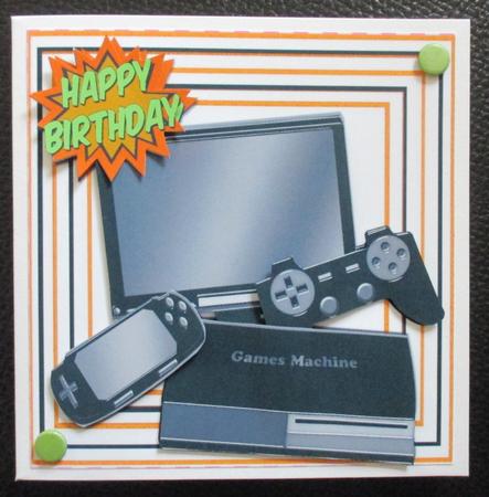 Games Machine, with Tv and Gadgets (gold Stripe 8x8 Mini Kit by Davina Rundle