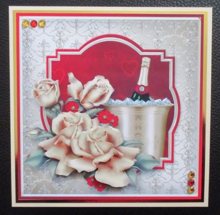 Champagne and Gold Decoupage Card Front by Davina Rundle