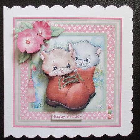 Kitten Boots 8x8 Cats Decoupage Mini Kit by Davina Rundle