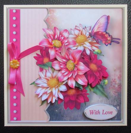 Summer Dahlias Card Front by Davina Rundle