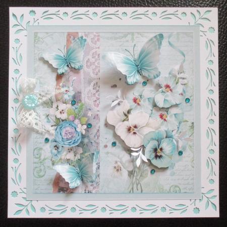 Vintage Pansy 7x7 Card with Decoupage by Davina Rundle