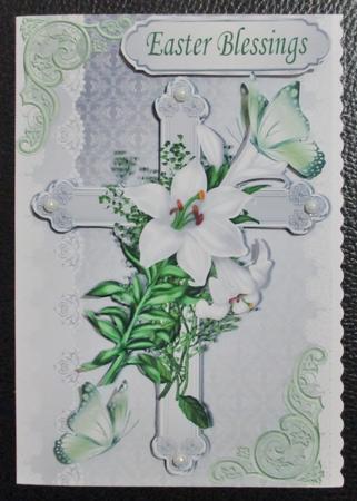 Easter Blessings, with Cross, White Lillies & Butterflies by Davina Rundle