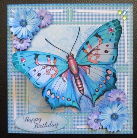 Jumbo Butterfly and Daisies Blue Kit by Davina Rundle