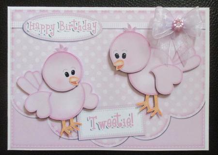 A5 Little Birdie Felties Scalloped Edge N 3D Decoupage by Davina Rundle